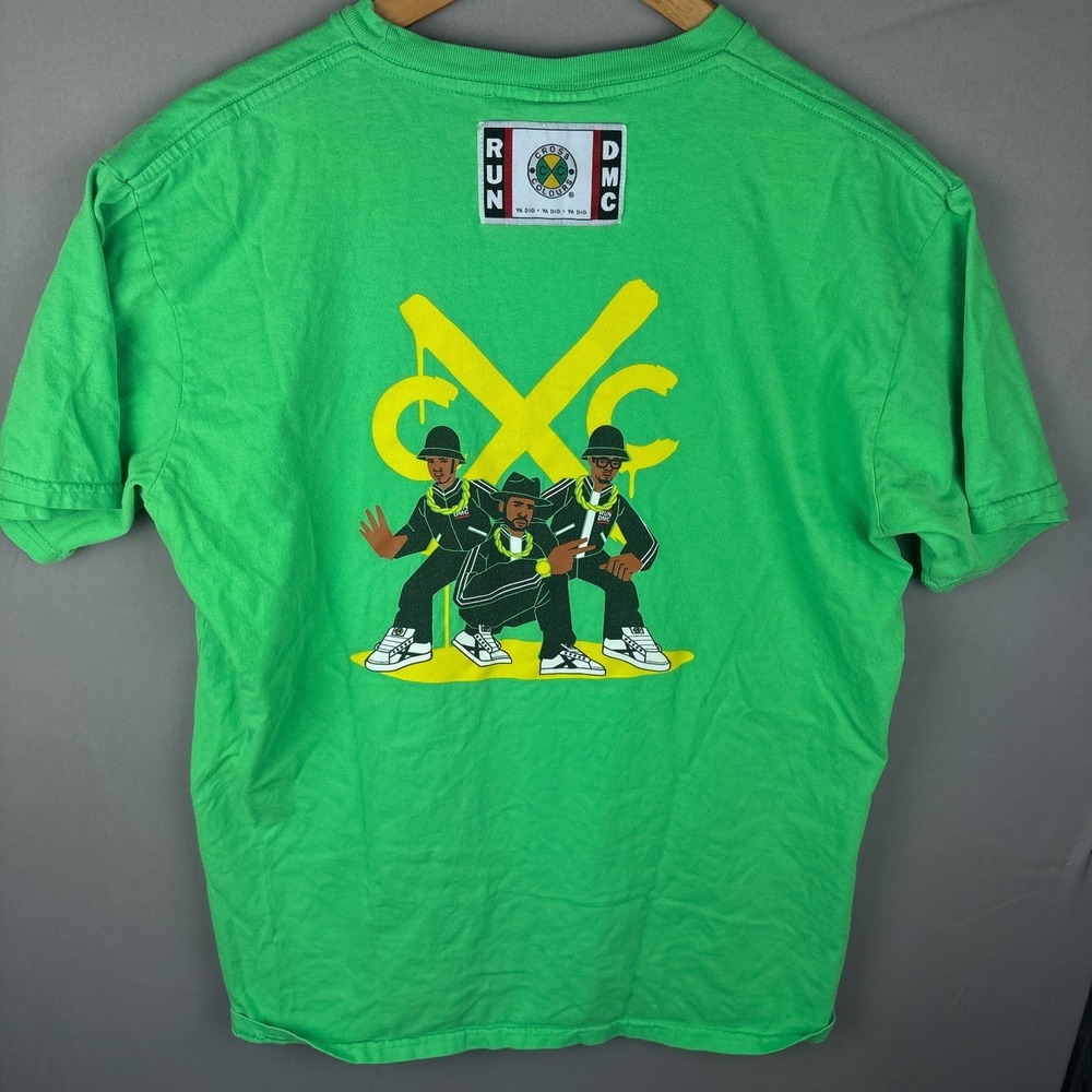 Y2K Cross Colours Run-DMC T-Shirt Men's Large Hip Hop Graphic Green